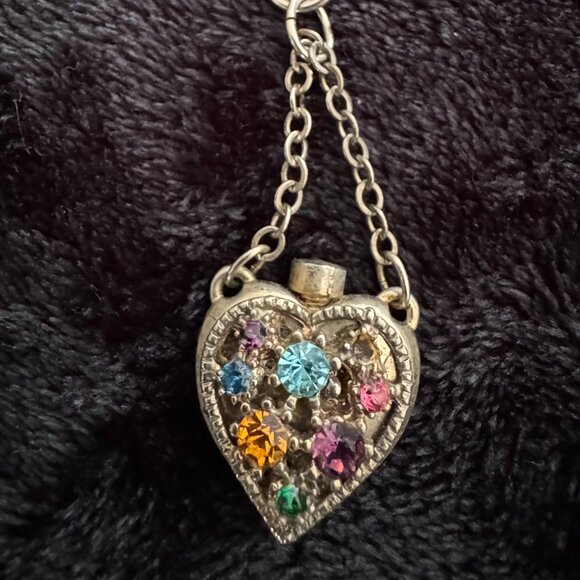 Antique Mini Perfume Bottles Jewelry Rhinestones, Rose Guilloche Enamel - Picture 11 of 12